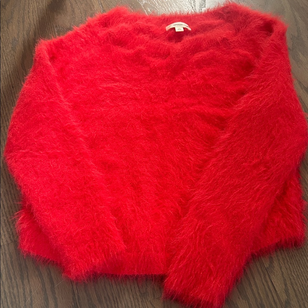 Tucker + Tate Red Fuzzy V-Neck Sweater